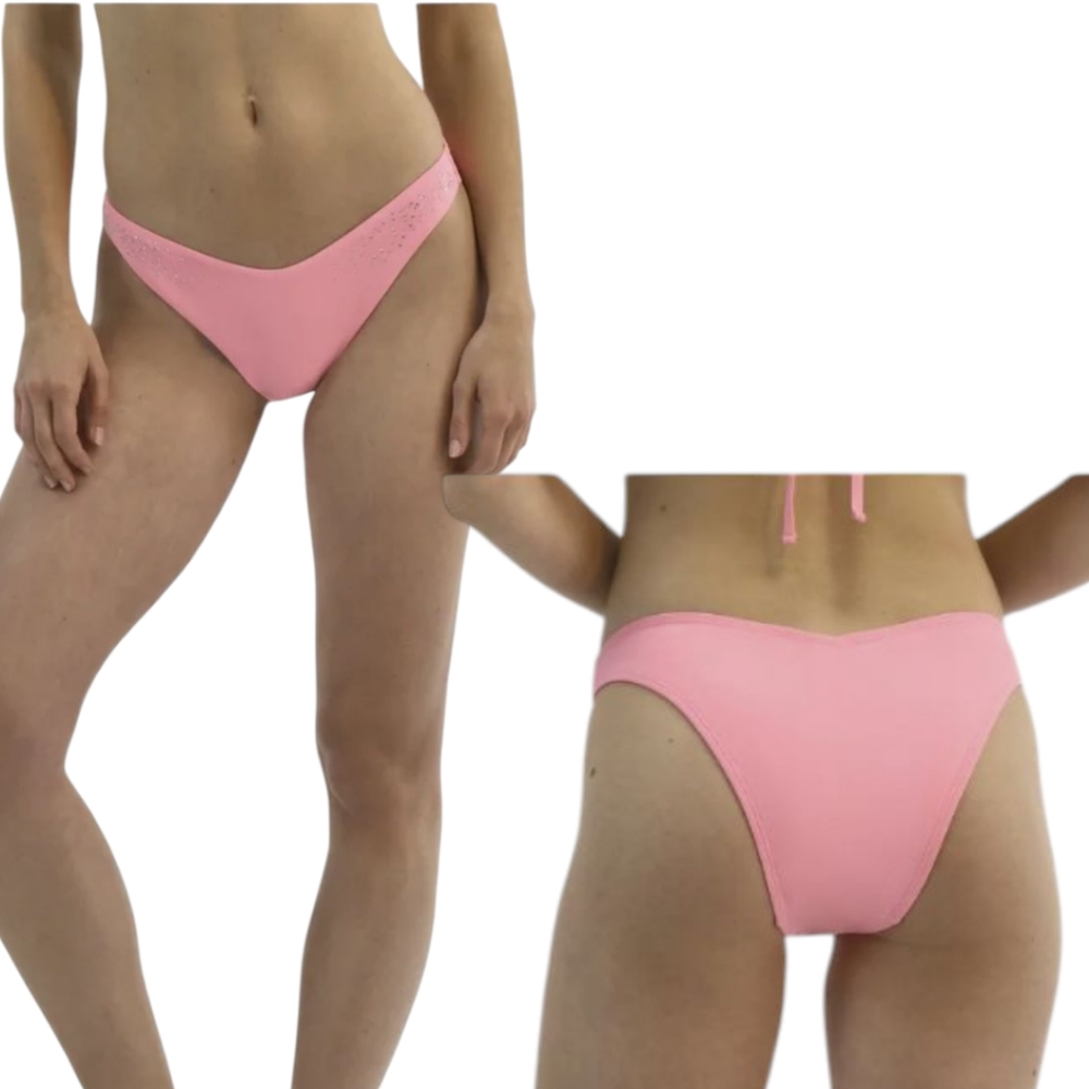 No Boundaries Pink Rhinestone High‎ Cut Super Cheeky Bikini Bottoms XXL 20 NWT